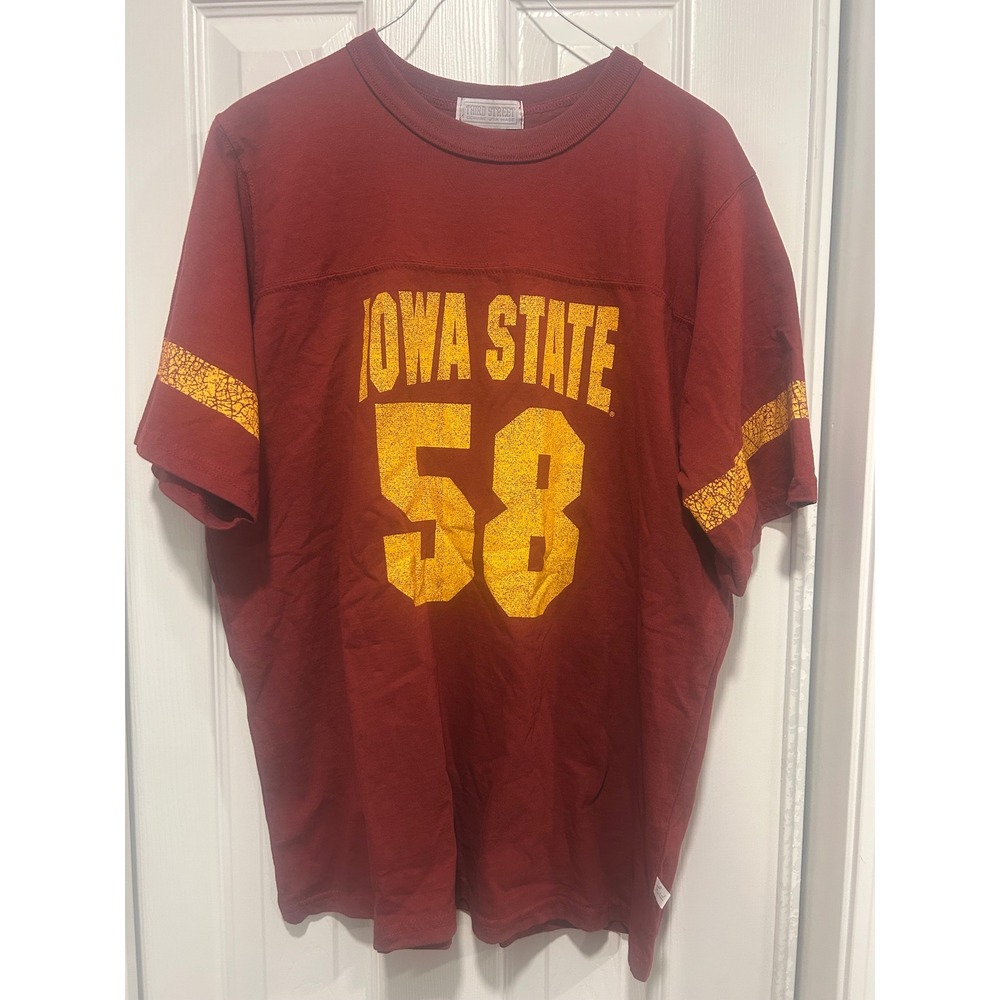 Vintage Iowa State Cyclones Jersey T-Shirt Maroon Yellow #58 Third Street YXL 18